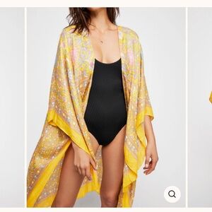 Free People Yellow Paisley Swim Coverup